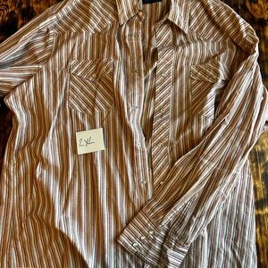 Wrangler Men's orange, red, and White Striped Shirt
